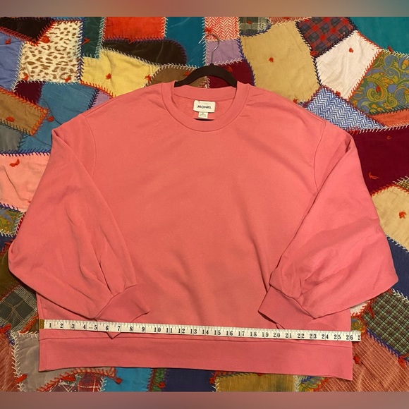 MONKI oversized cropped sweatshirt in baby pink - Picture 4 of 8